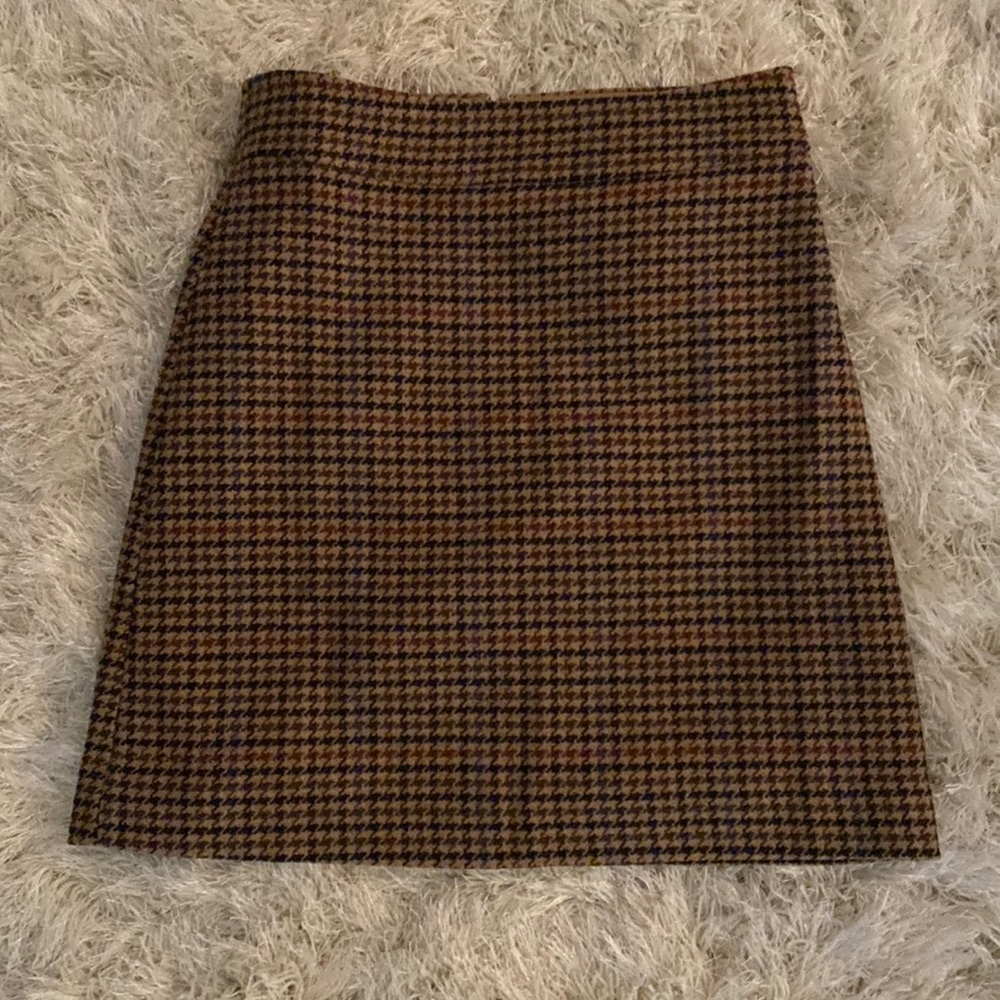Houndstooth Wool Skirt